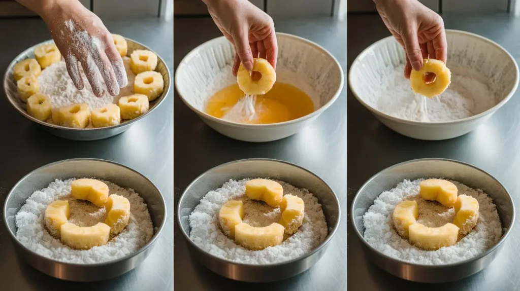 fried pineapple with coconut crust