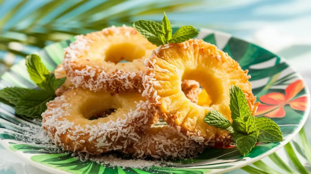 fried pineapple with coconut crust