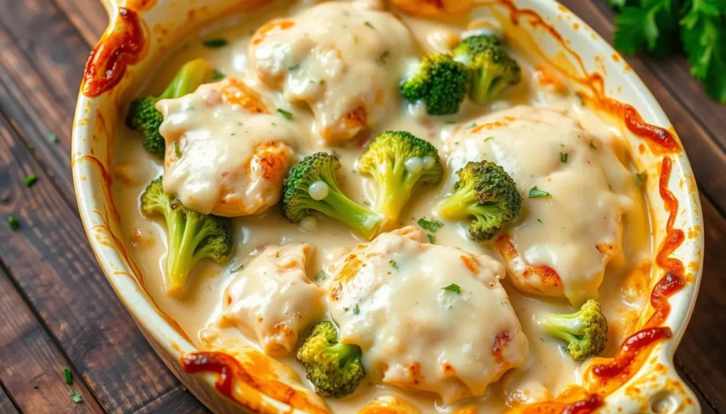 Chicken and broccoli alfredo bake