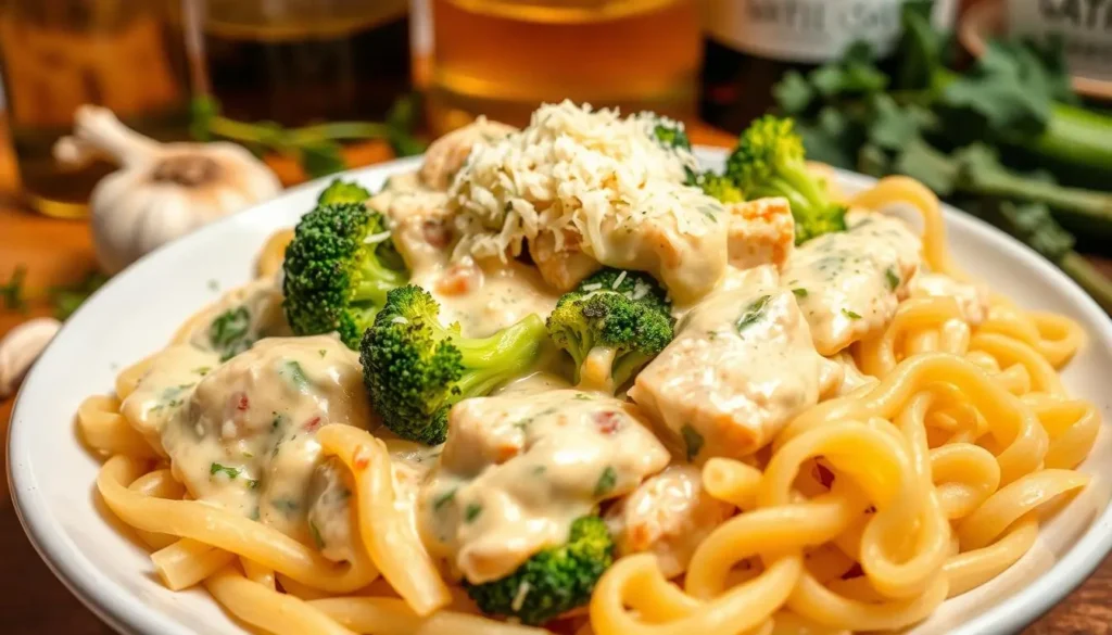 Chicken and broccoli alfredo bake