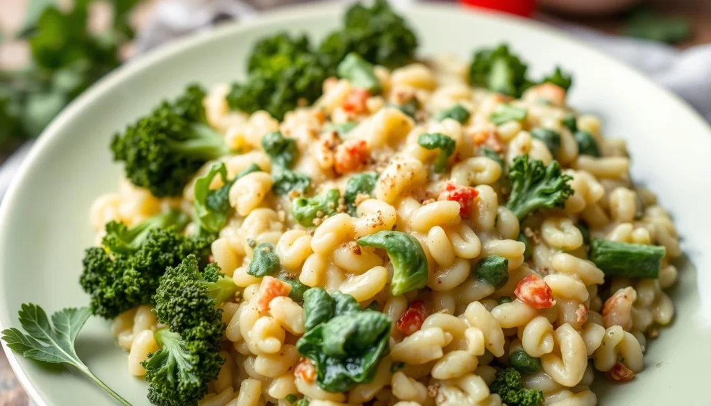 Creamy broccoli rabe risotto in a bowl with grated Parmesan on top.