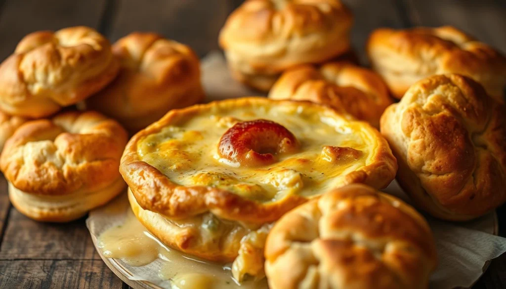 Chicken pot pie with Red Lobster Cheddar Bay Biscuits topping, creamy filling, and golden crust.