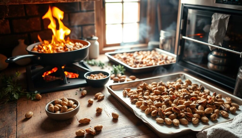 A bowl of roasted crack nuts seasoned with herbs and spices.