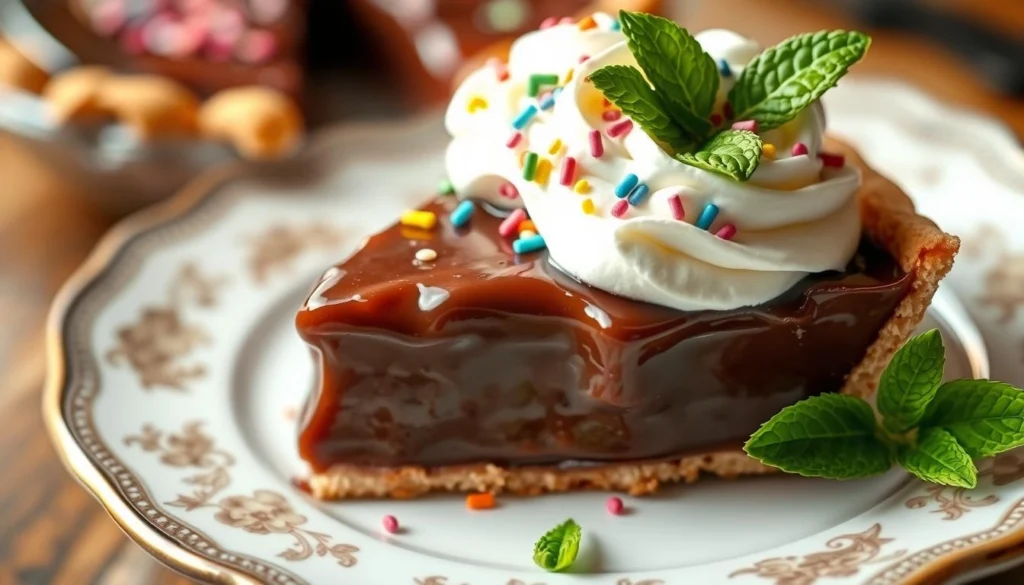 No-bake Jello chocolate pudding pie with a creamy filling and a crisp crust