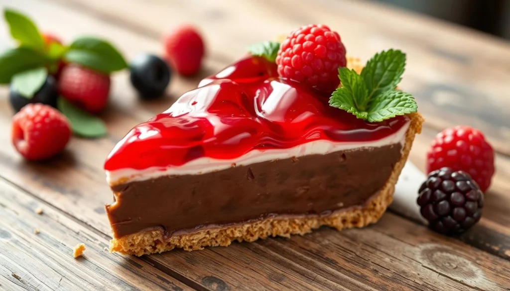 No-bake Jello chocolate pudding pie with a creamy filling and a crisp crust