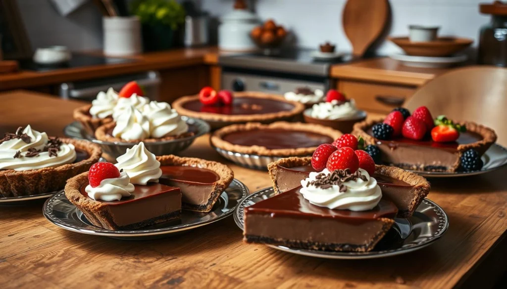 No-bake Jello chocolate pudding pie with a creamy filling and a crisp crust