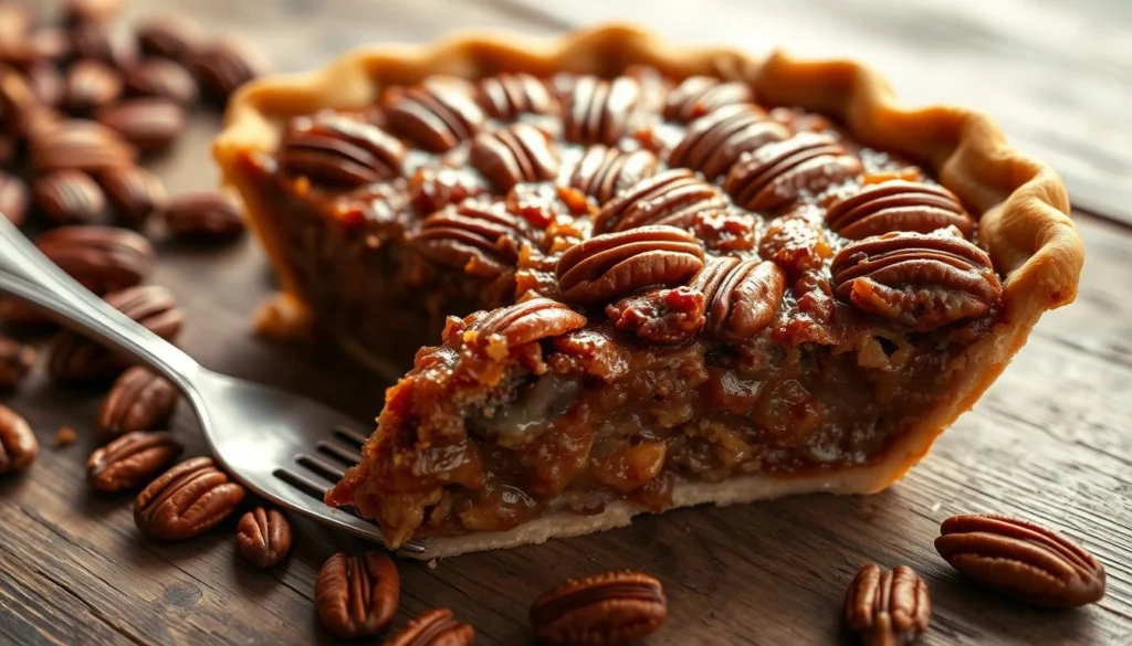 Classic Southern pecan pie with golden crust and rich pecan filling