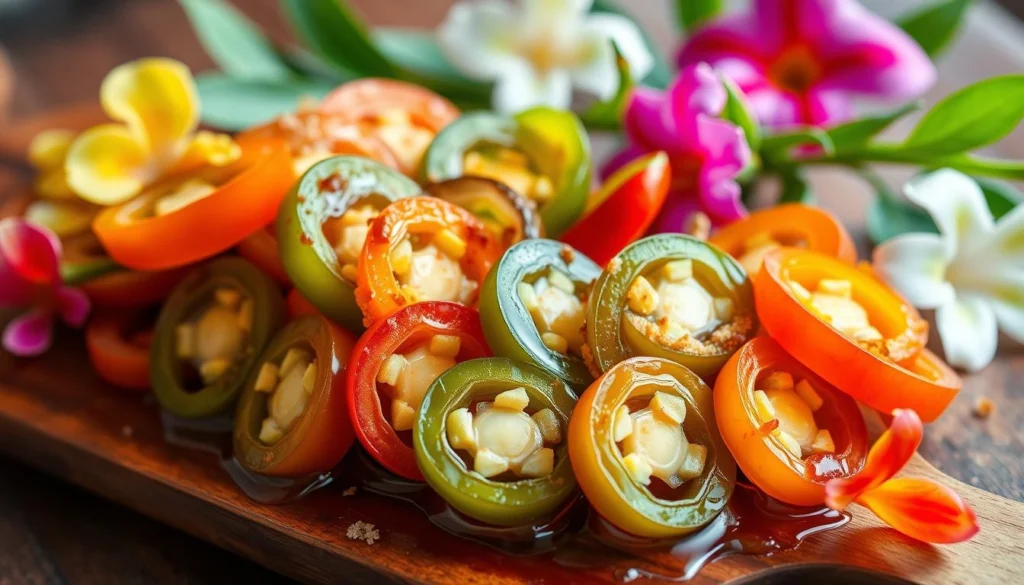 A jar of Hawaiian Cowboy Candy – a sweet and spicy jalapeño relish.