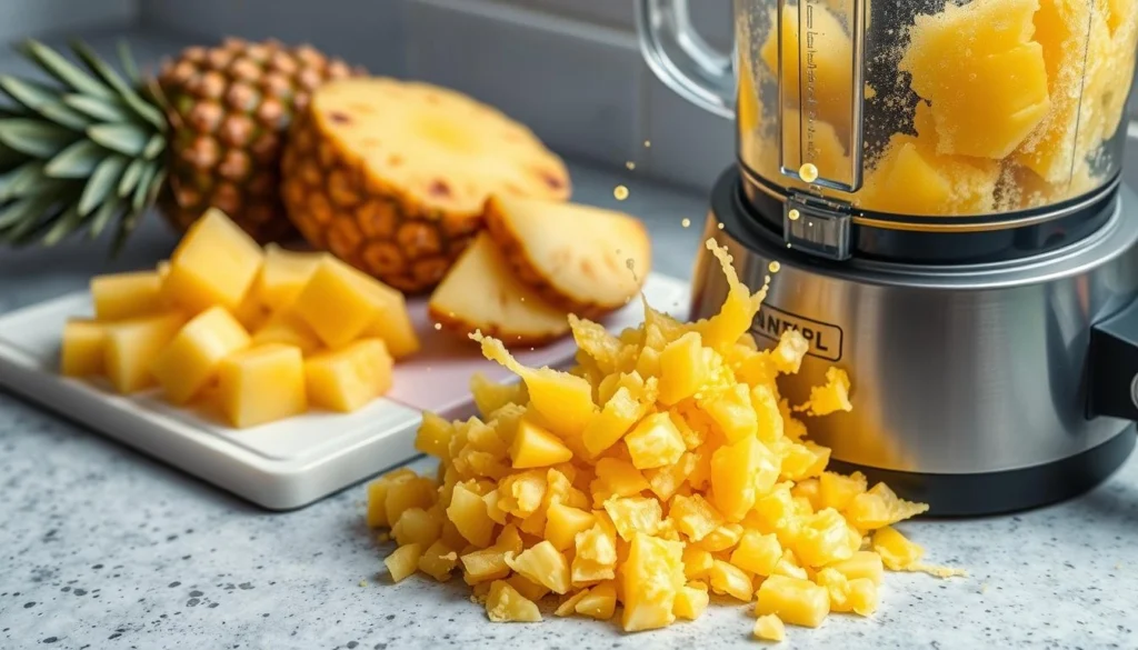 Fresh pineapple chunks ready to be crushed into crushed pineapple.